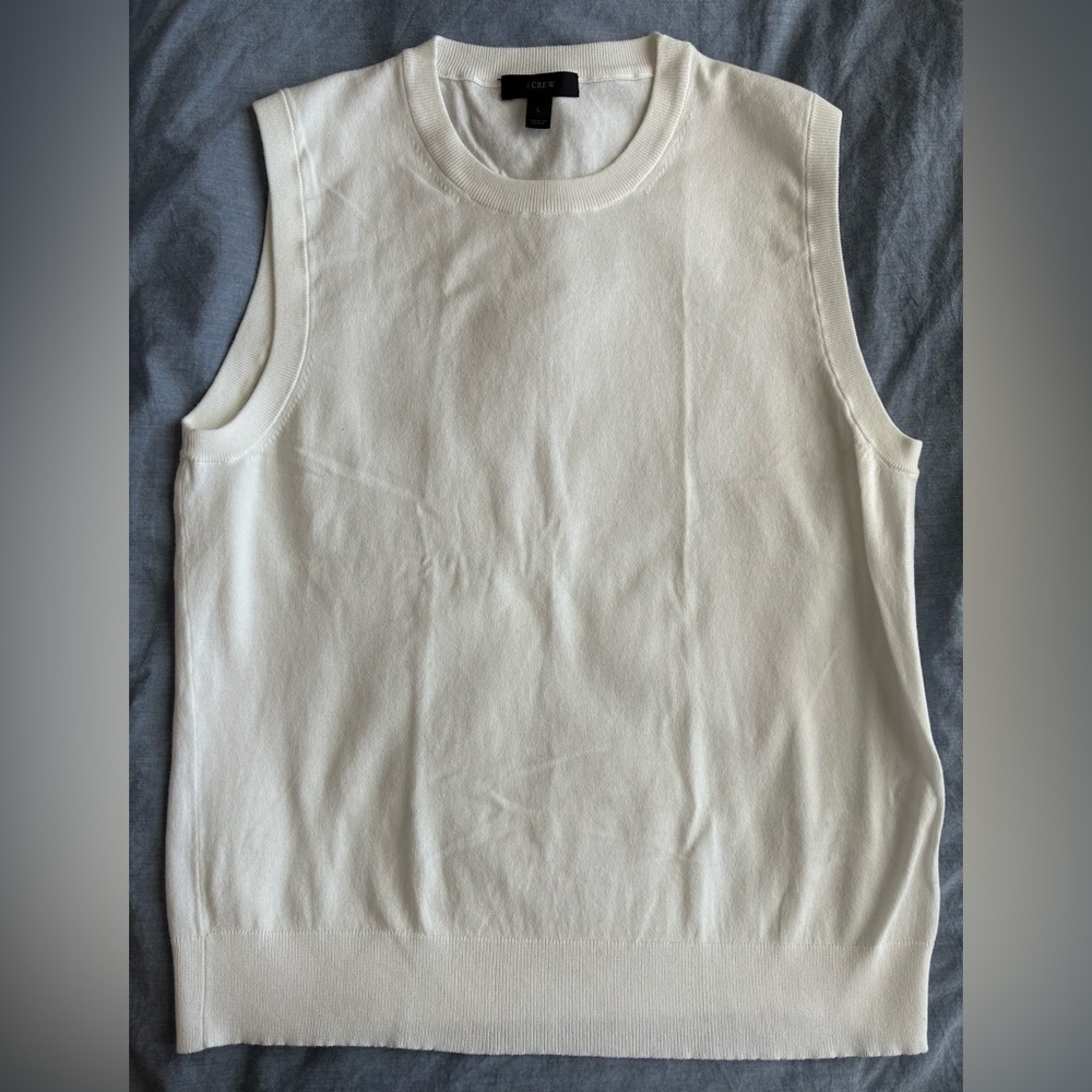 NWOT J.Crew Jackie Cotton-blend Knit Shell in White, Size Large - Picture 3 of 8